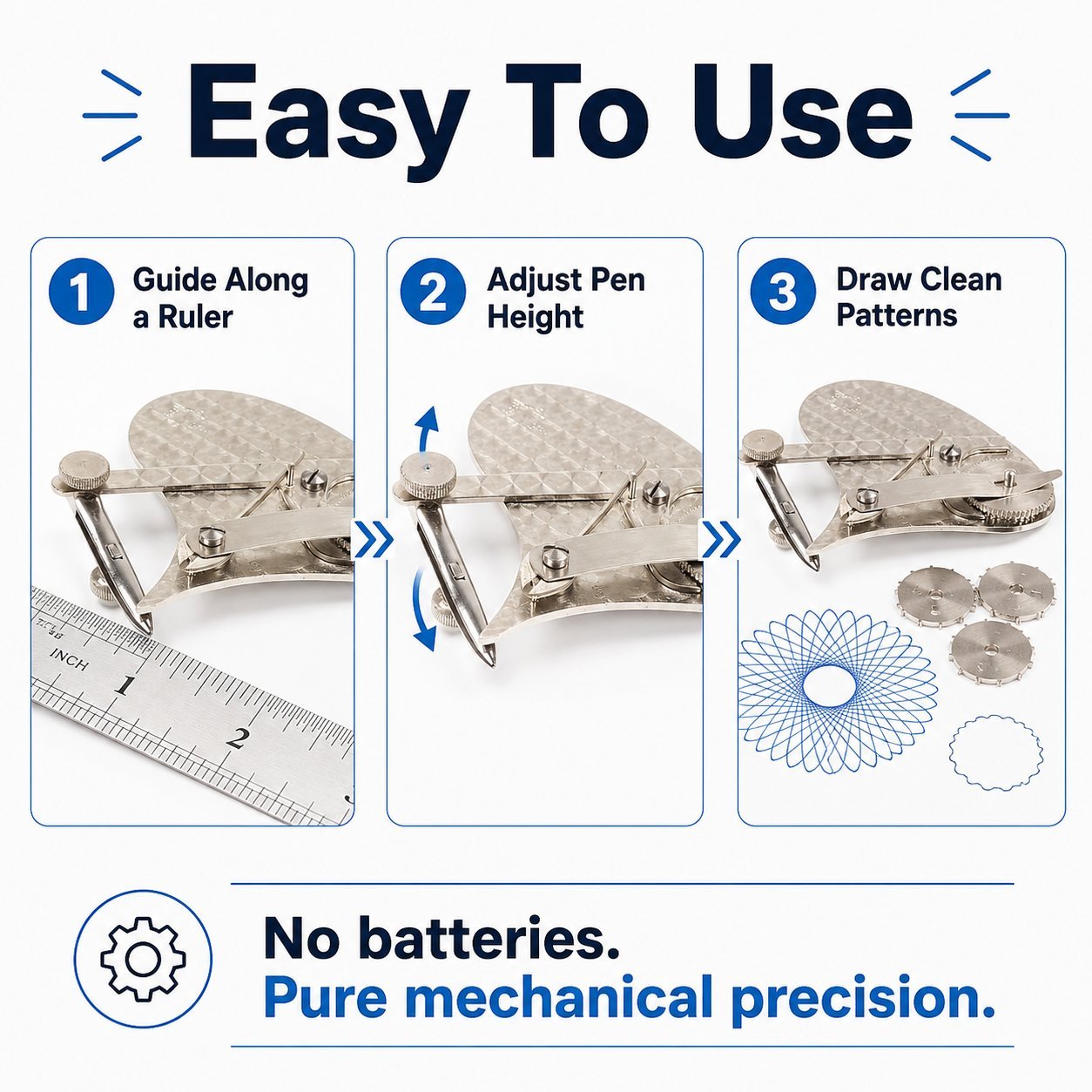 ✒️ Mechanical Gear Train Ruling Pen