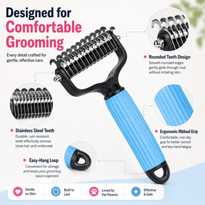 🔥 Buy 1 Get 1 FREE | Stainless Steel Pet Dematting & Deshedding Comb