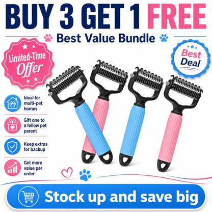 🔥 Buy 1 Get 1 FREE | Stainless Steel Pet Dematting & Deshedding Comb