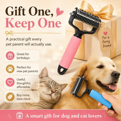 🔥 Buy 1 Get 1 FREE | Stainless Steel Pet Dematting & Deshedding Comb