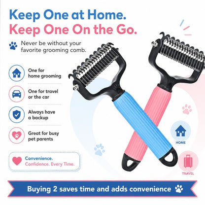 🔥 Buy 1 Get 1 FREE | Stainless Steel Pet Dematting & Deshedding Comb