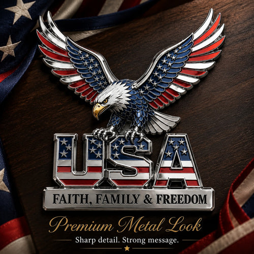 USA Faith, Family & Freedom 3D Metal Emblem