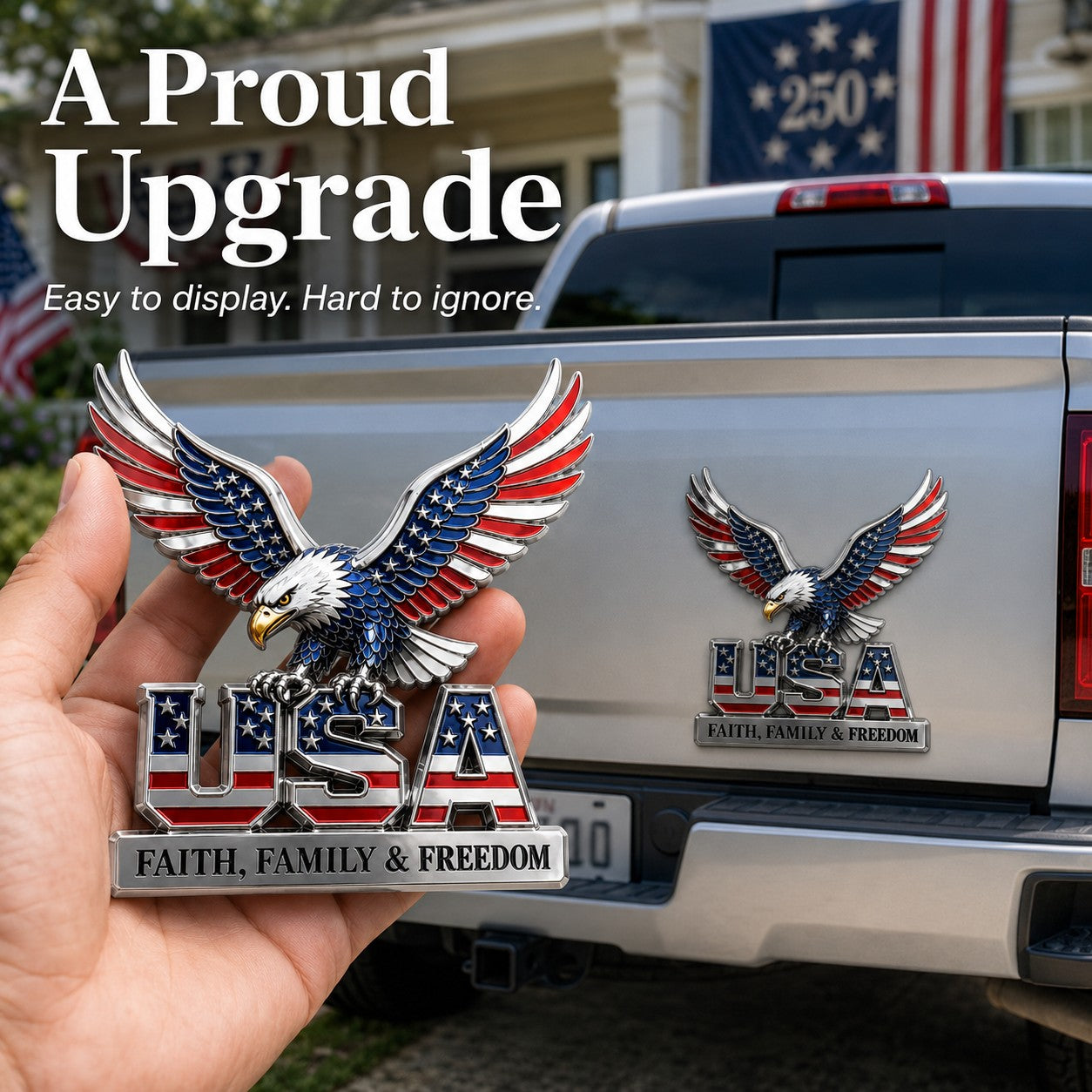 USA Faith, Family & Freedom 3D Metal Emblem
