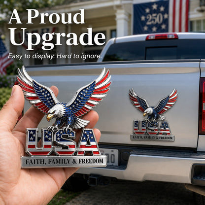 USA Faith, Family & Freedom 3D Metal Emblem