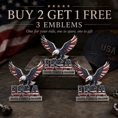 USA Faith, Family & Freedom 3D Metal Emblem