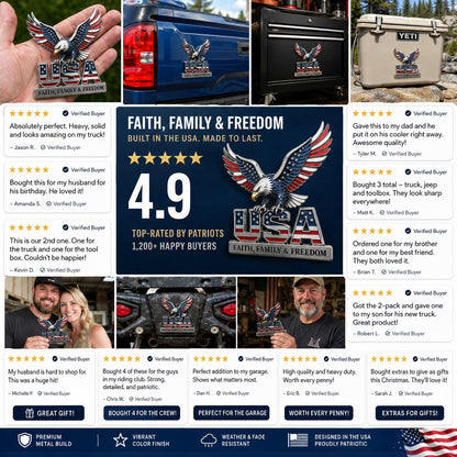 USA Faith, Family & Freedom 3D Metal Emblem