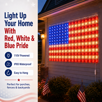 Patriotic American Flag LED Net Light ✨