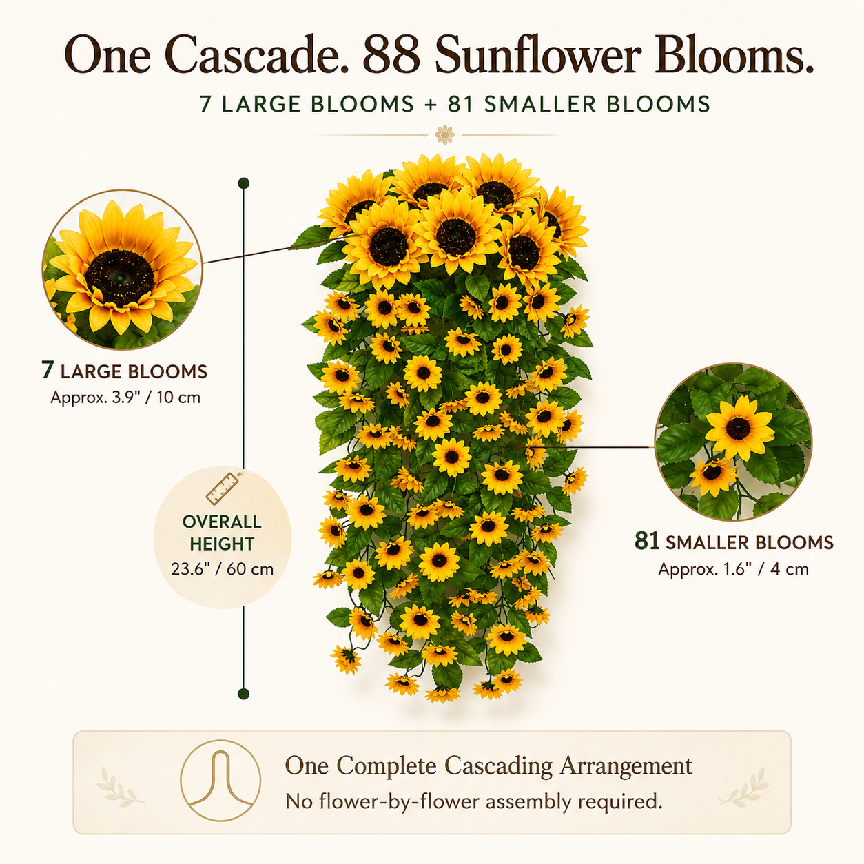🌻Golden Sunflower Cascade – 88-Bloom Fall Hanging Decor
