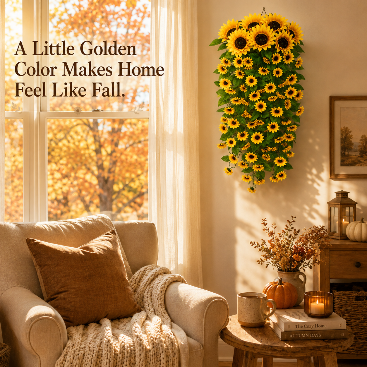 🌻Golden Sunflower Cascade – 88-Bloom Fall Hanging Decor