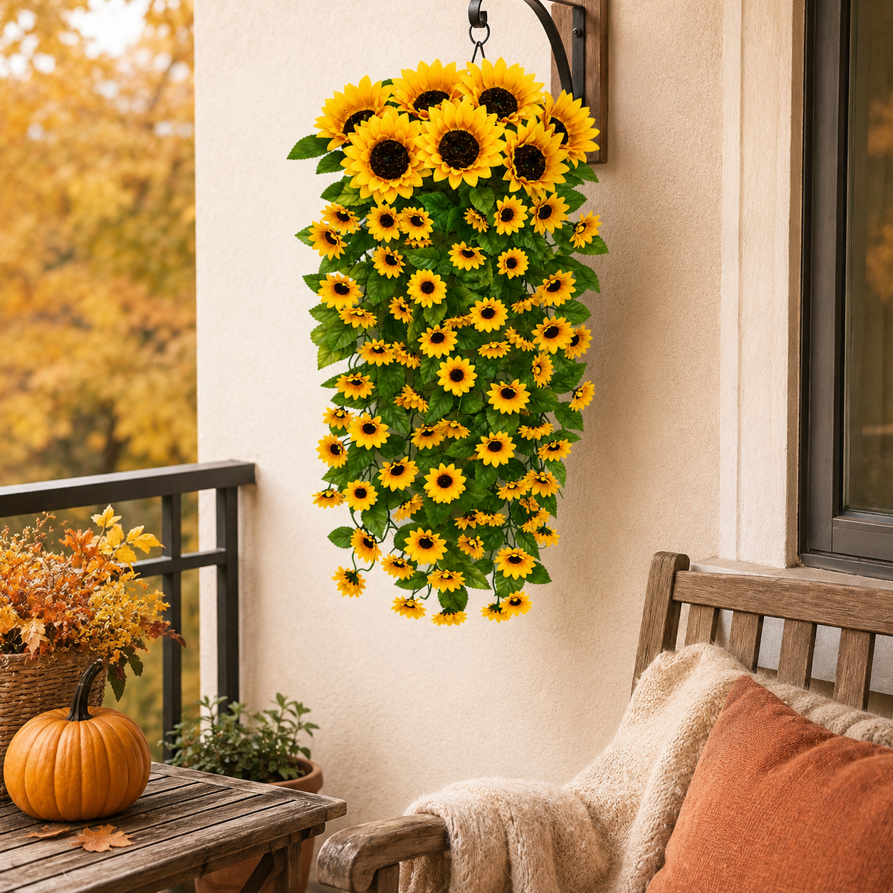 🌻Golden Sunflower Cascade – 88-Bloom Fall Hanging Decor