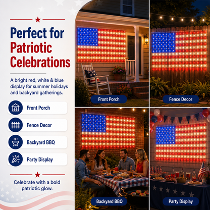🇺🇸 Patriotic American Flag LED Net Light