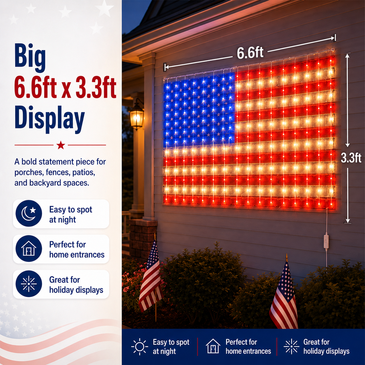 🇺🇸 Patriotic American Flag LED Net Light