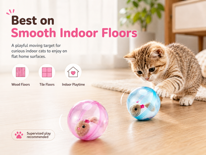Self-Rolling Cat Ball with Plush Mouse