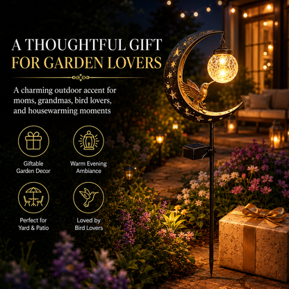 Hummingbird Moon Solar Garden Stake Light