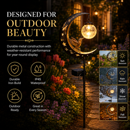 Hummingbird Moon Solar Garden Stake Light