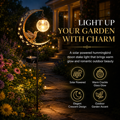 Hummingbird Moon Solar Garden Stake Light