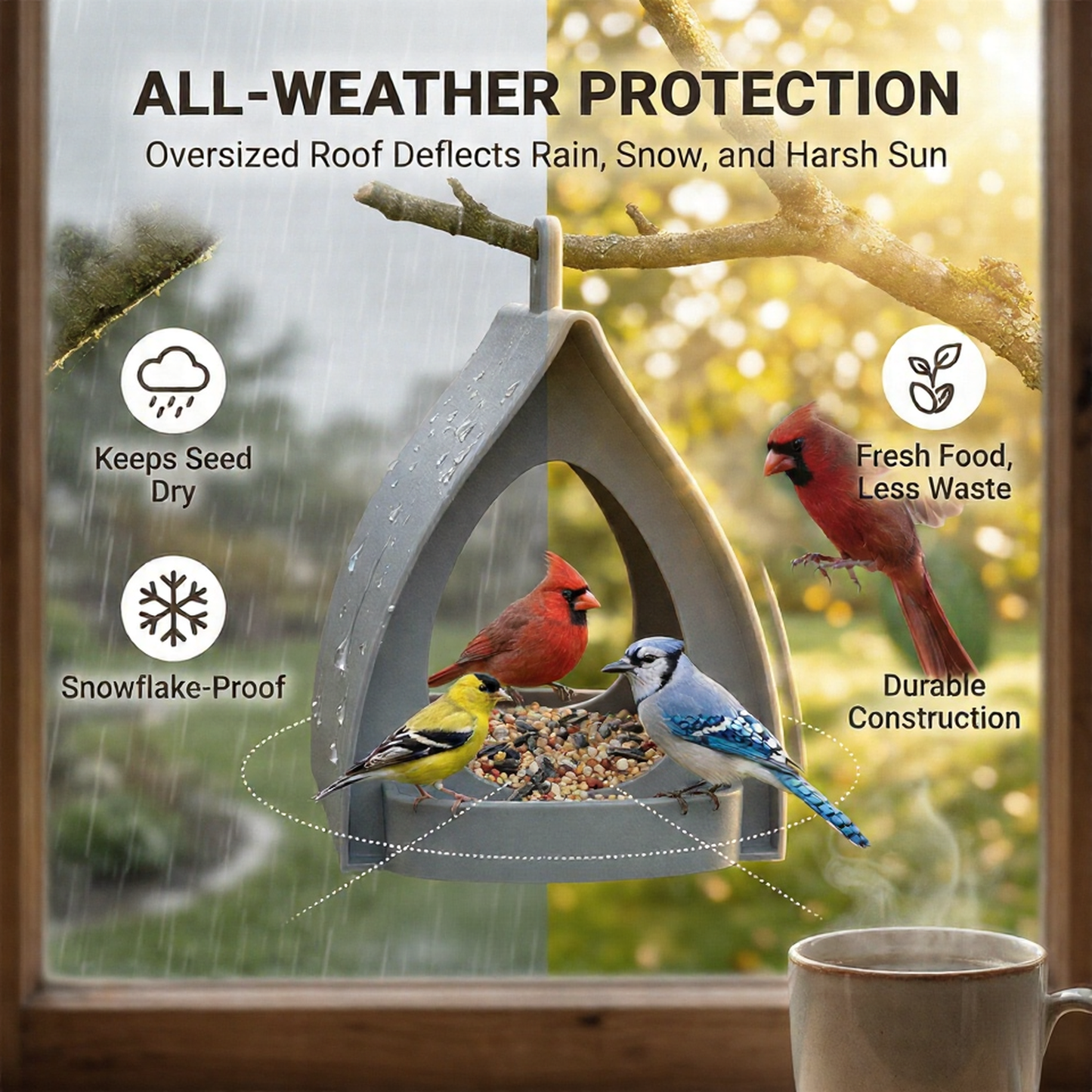 🐦 2026 New Arrival - Hanging Garden Bird Feeder with Weatherproof Roof for Wild Birds