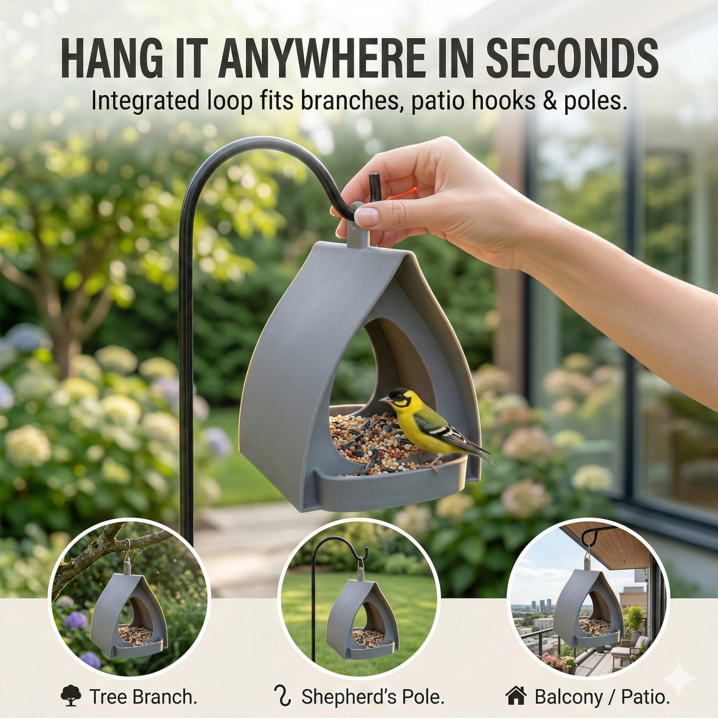 🐦 2026 New Arrival - Hanging Garden Bird Feeder with Weatherproof Roof for Wild Birds
