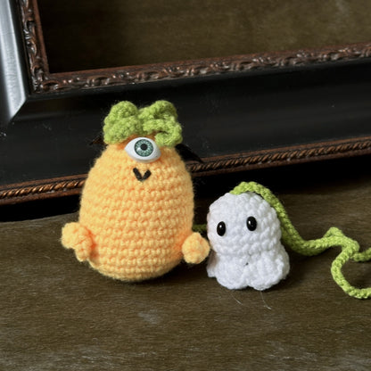 Ghost Pumpkin Crochet Charm