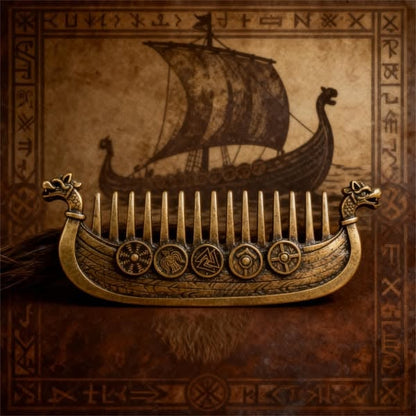 Last Day — 44% OFF Viking Drakkar Beard Comb | Hand-Cast Metal Artifact 🛡️