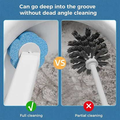 Disposable Toilet Cleaning System: Toilet Brush & Holder Kit with 12PCS Pre-Soaked Cleaner