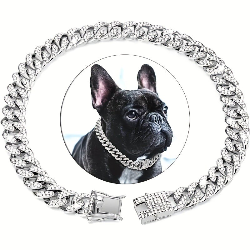 🔥 Iced-Out Cuban Link Collar – The Ultimate Bling Chain for Cats & Dogs 🐱🐶