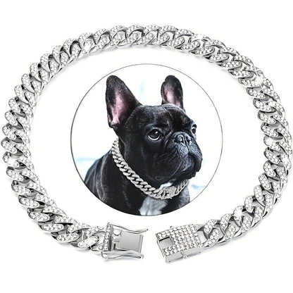 🔥 Iced-Out Cuban Link Collar – The Ultimate Bling Chain for Cats & Dogs 🐱🐶