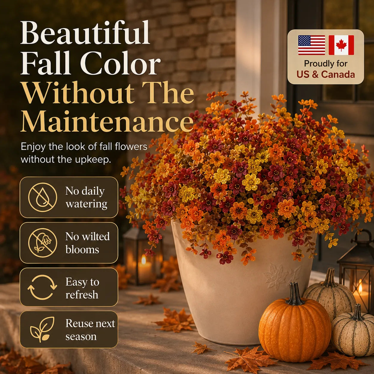 🍂 Fall Porch Faux Flower Bundles — Instant Autumn Makeover