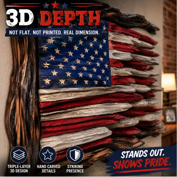 America’s 250th Anniversary Handcrafted Wooden Flag Wall Art