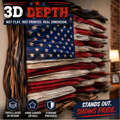 America’s 250th Anniversary Handcrafted Wooden Flag Wall Art