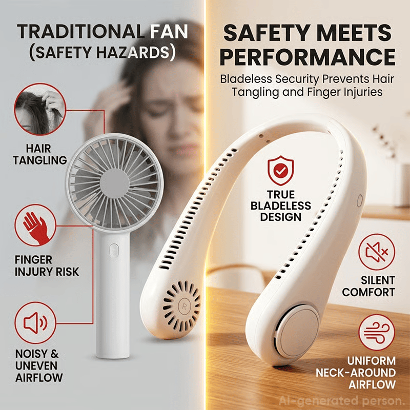 🔥Last Day 50% OFF - 🍃360° Portable Bladeless Neck Fan