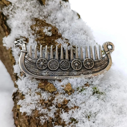 Last Day — 44% OFF Viking Drakkar Beard Comb | Hand-Cast Metal Artifact 🛡️