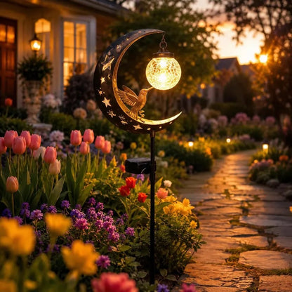 Hummingbird Moon Solar Garden Stake Light