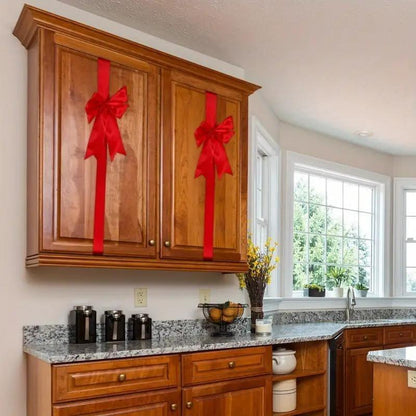 🔥Last Day 49% OFFHoliday Christmas Cabinet Door Fringe Lime Red Large Bow Wreath 79 x 2.4 Inches Polyester Fiber No Batteries Needed Festive Home Decoration