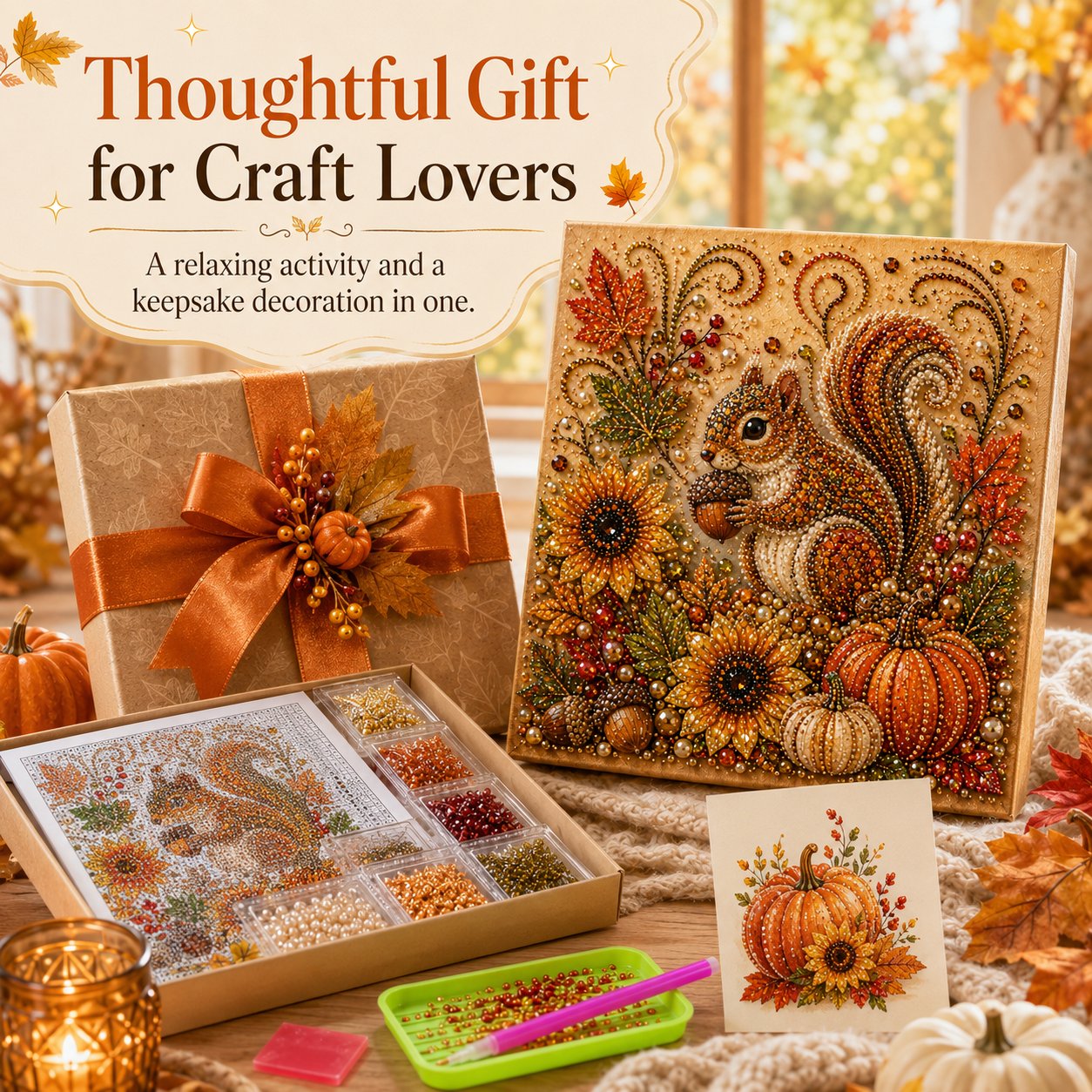 🍂✨Autumn Pearl Painting Kit - Relaxing DIY Craft to Create Sparkling Fall Artwork