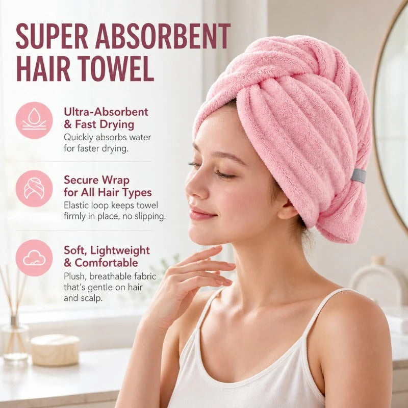 3PC Microfiber Hair Towel Caps