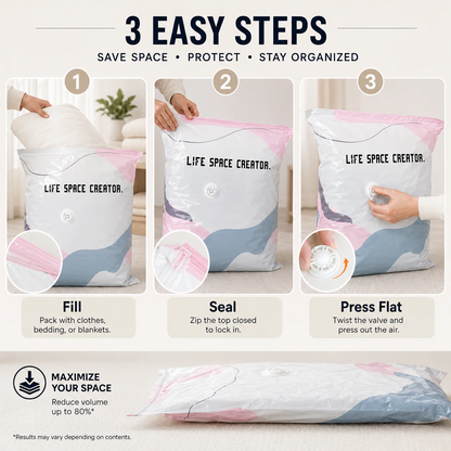 No-Pump Space-Saving Storage Bags for Clothes & Bedding ✨