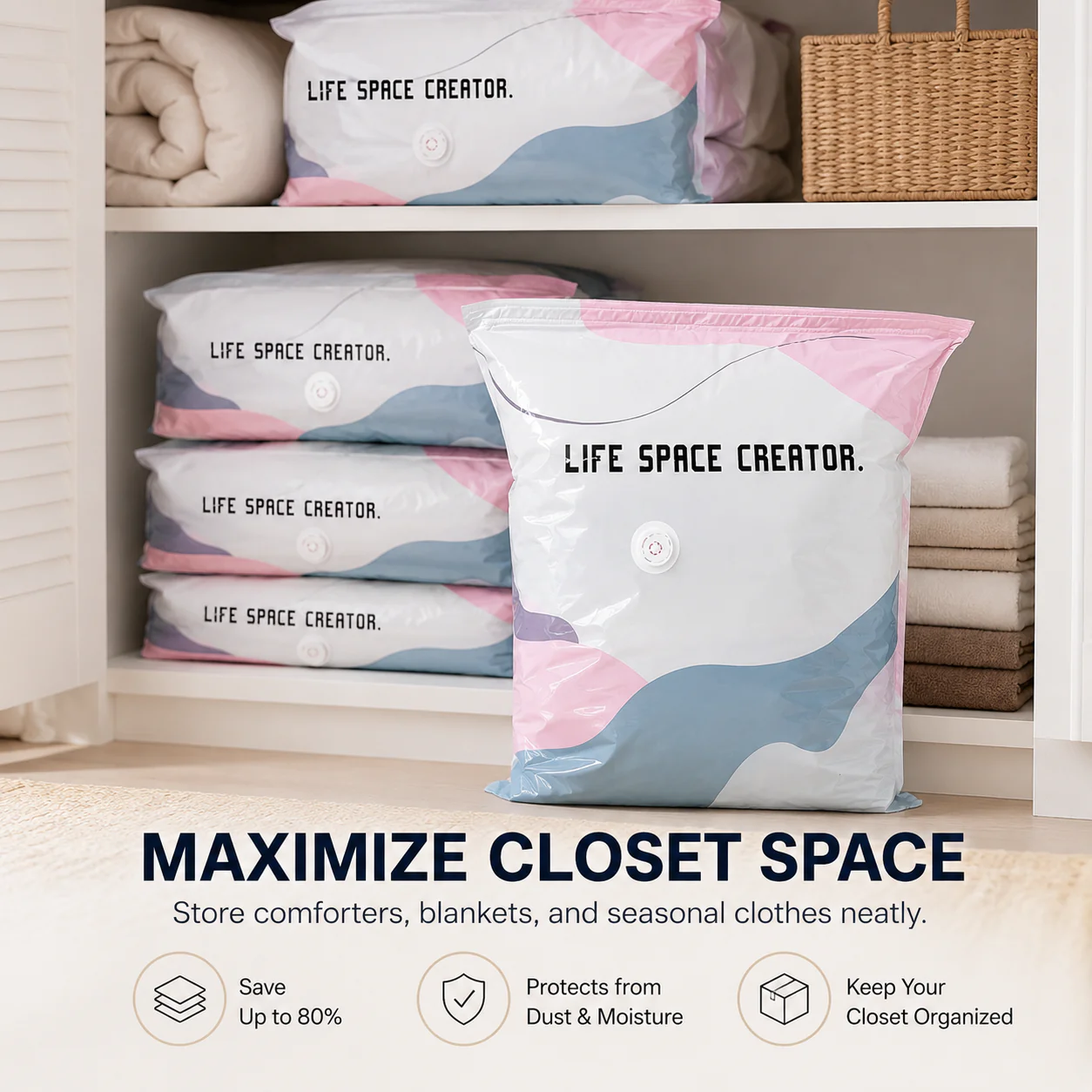 No-Pump Space-Saving Storage Bags for Clothes & Bedding ✨
