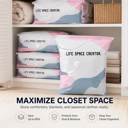 No-Pump Space-Saving Storage Bags for Clothes & Bedding ✨