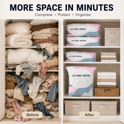 No-Pump Space-Saving Storage Bags for Clothes & Bedding ✨