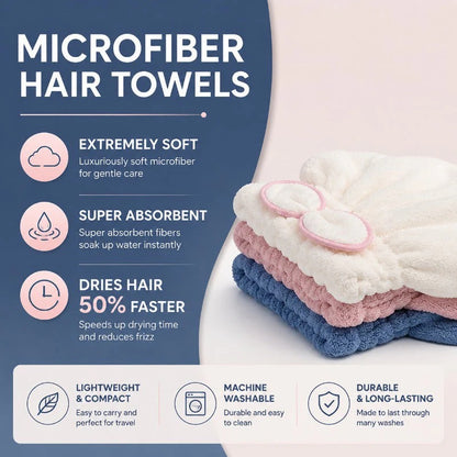 3PC Microfiber Hair Towel Caps