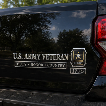 U.S. Army Veteran 3D Metal Car Emblem – Duty Honor Country Badge for Trucks & SUVs