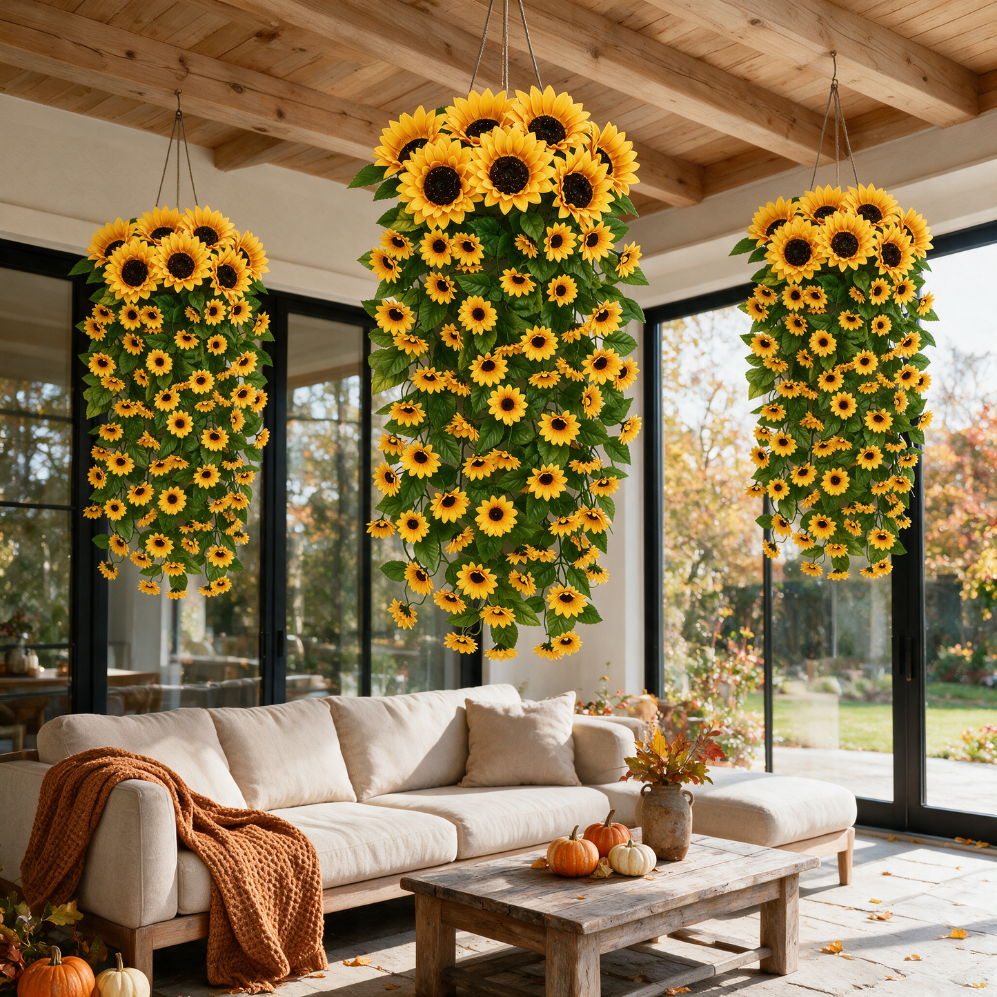 🌻Golden Sunflower Cascade – 88-Bloom Fall Hanging Decor