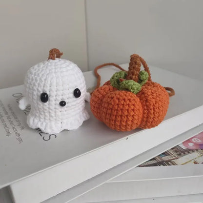 Ghost Pumpkin Crochet Charm