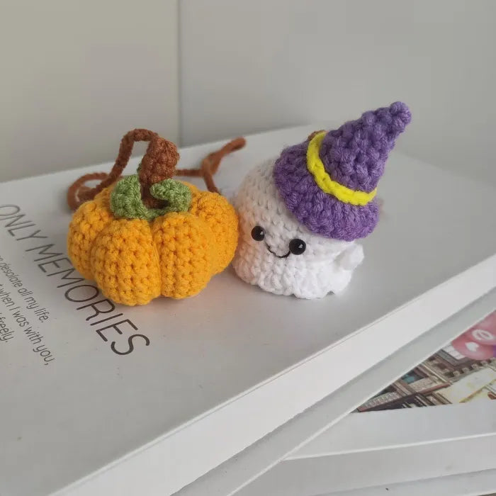 Ghost Pumpkin Crochet Charm