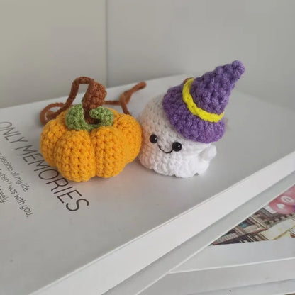 Ghost Pumpkin Crochet Charm
