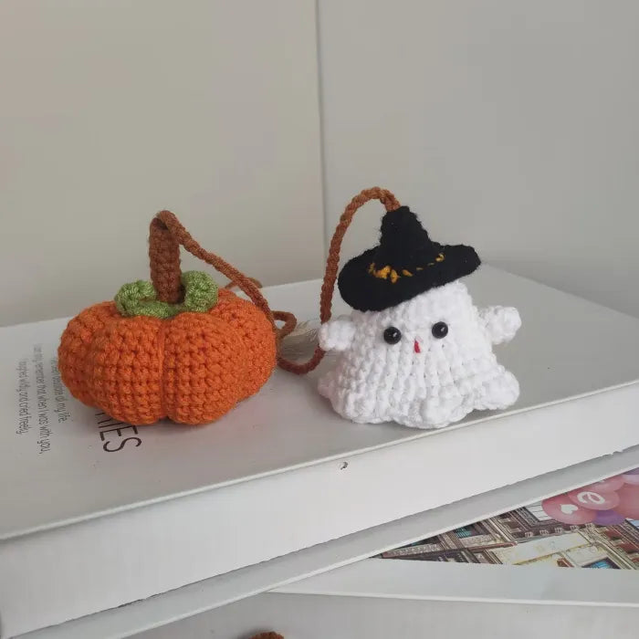 Ghost Pumpkin Crochet Charm