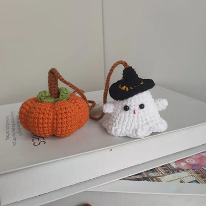 Ghost Pumpkin Crochet Charm