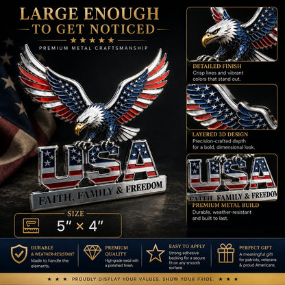USA Faith, Family & Freedom 3D Metal Emblem