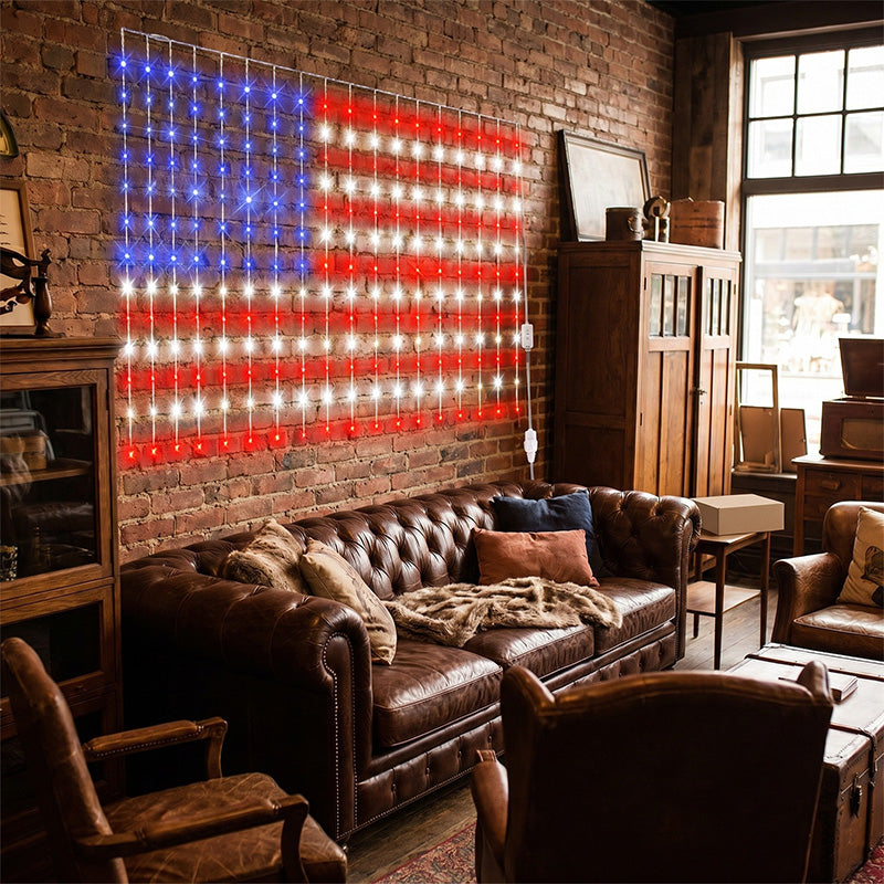 🇺🇸 Patriotic American Flag LED Net Light